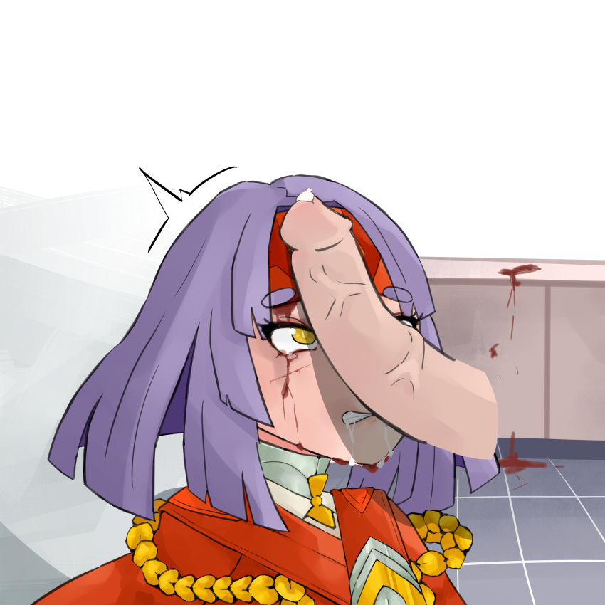 1girls blood crying crying_with_eyes_open cum cum_in_mouth drooling female_focus fire_emblem fire_emblem:_path_of_radiance fire_emblem:_radiant_dawn headband imminent_rape luhtvbii nintendo penis_on_face purple_hair rape saliva saliva_trail sanaki_kirsch_altina solo_focus upper_body yellow_eyes