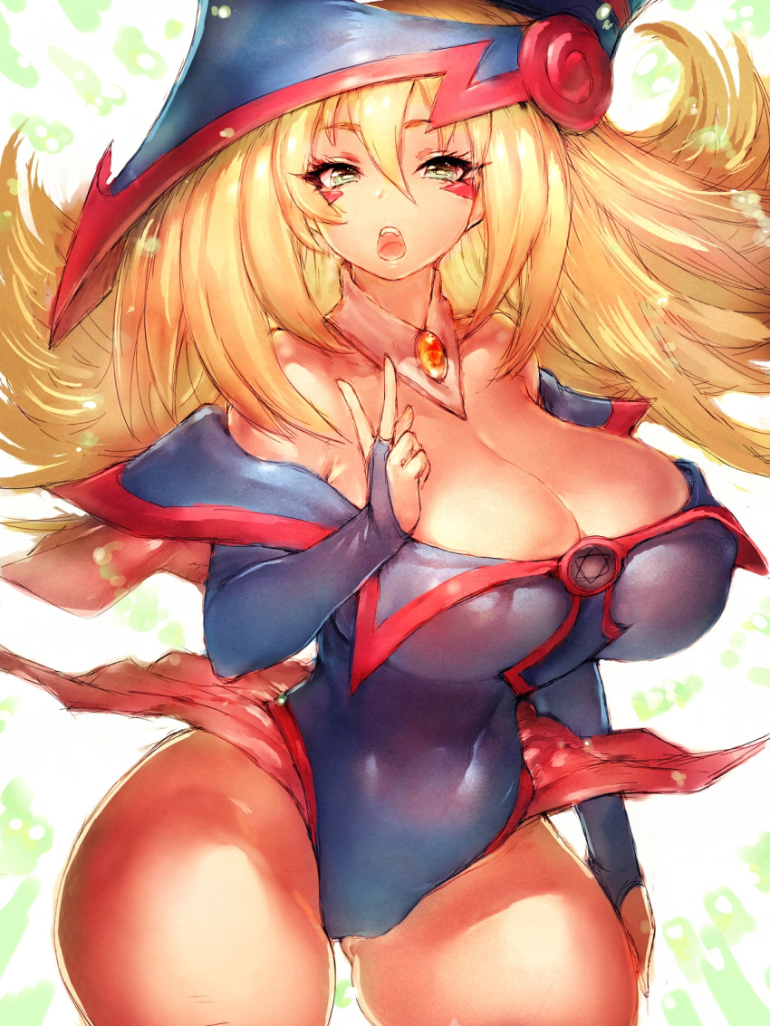 1girls breasts dark_magician_girl female female_only fumio_(rsqkr) huge_breasts looking_at_viewer solo thick_thighs wide_hips yu-gi-oh!