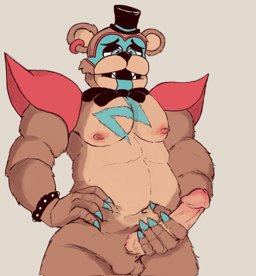 1boy animatronic balls bear bear_ears big_penis blue_eyes body_hair dick face_paint fat fat_man five_nights_at_freddy's five_nights_at_freddy's:_security_breach genitals glamrock_freddy_(fnaf) humanoid_genitalia humanoid_penis machine male male_only nipples penis robot scottgames solo solo_focus solo_male video_game video_games wgguus