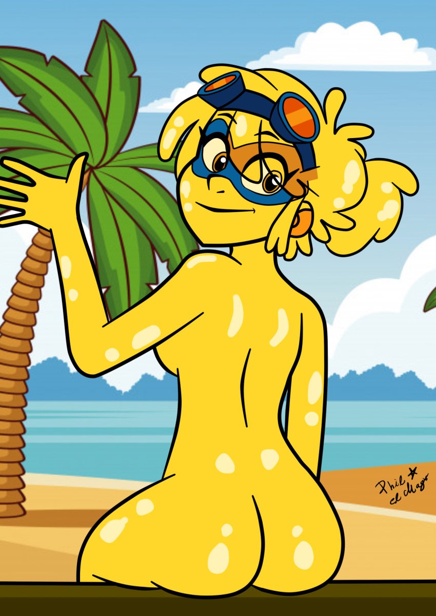 ass cartoon_network female female_only g-lo_(villainous) nude_female philelmago solo superheroine tagme villainous yellow_body