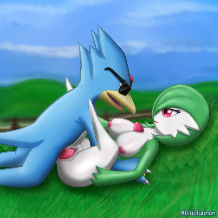 anthro ass blubluumon breasts butt_grab duo eyewear female feral gardevoir genitals golduck hand_on_butt hi_res leg_grab male male/female nintendo nipples penetration penile penile_penetration penis penis_in_pussy pokémon_(species) pokemon pokemon_(species) pussy sunglasses vaginal_penetration video_games