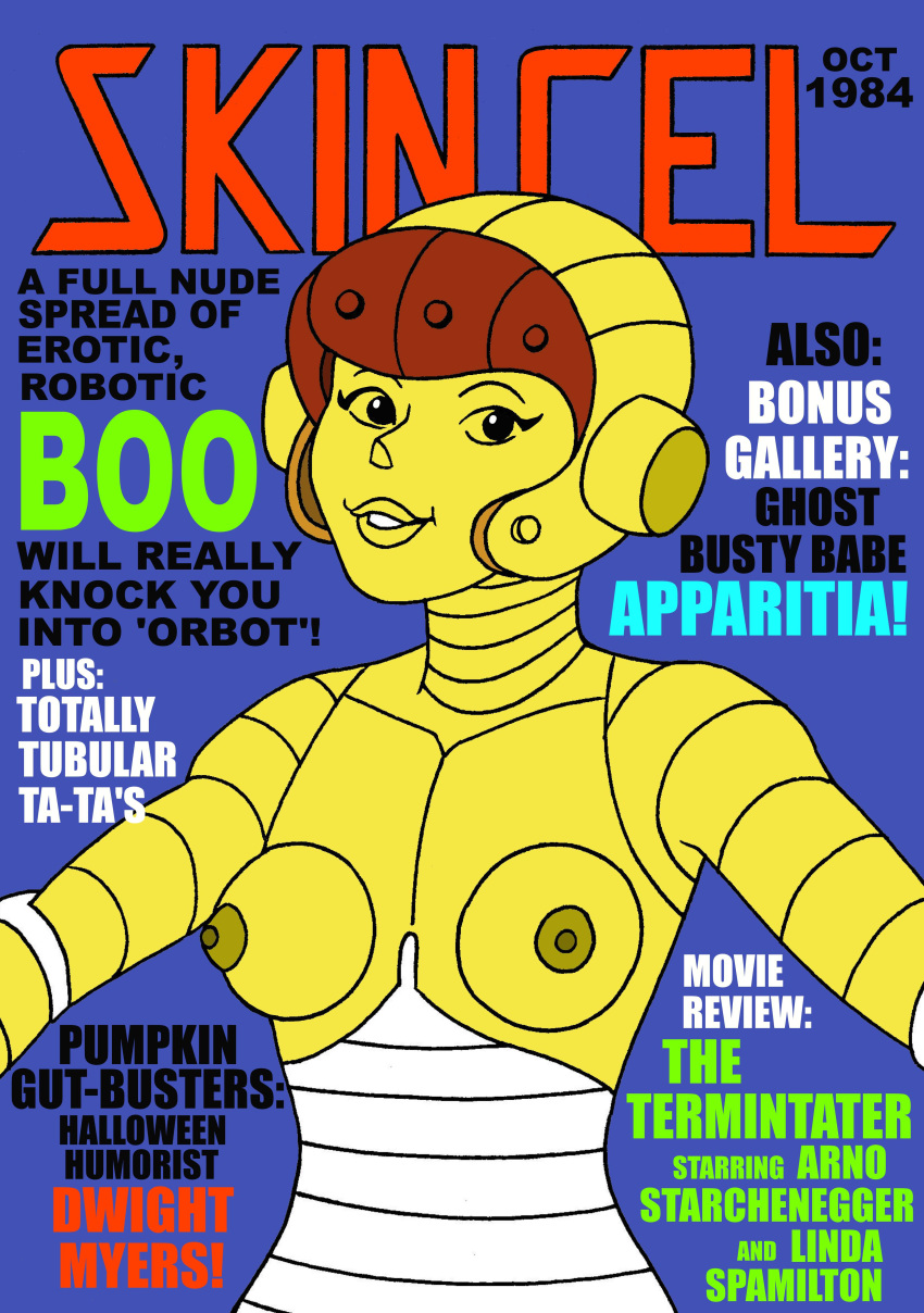 boo_(mighty_orbots) breasts brown_hair english_text female medium_breasts mighty_orbots nude robot robot_girl solo toonytease