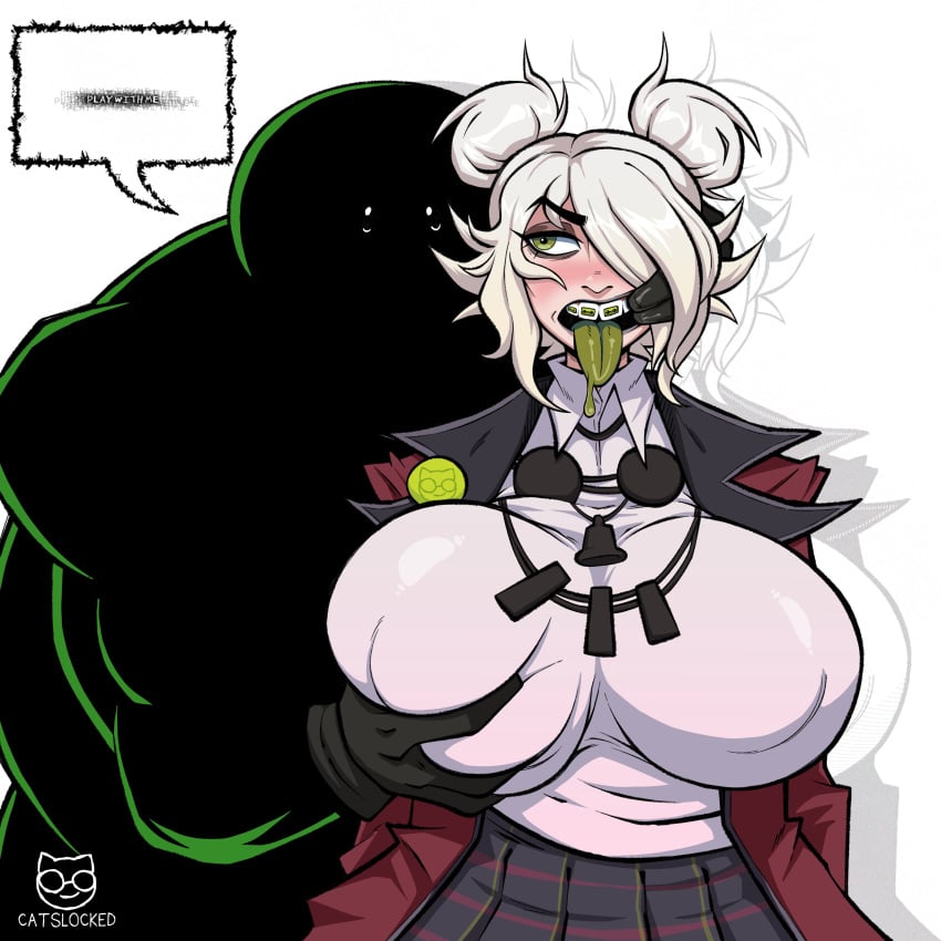 1girls alternate_breast_size deadlock graves_(deadlock) groping_breasts hourglass_figure huge_breasts imminent_rape skirt viscous_(deadlock) white_hair