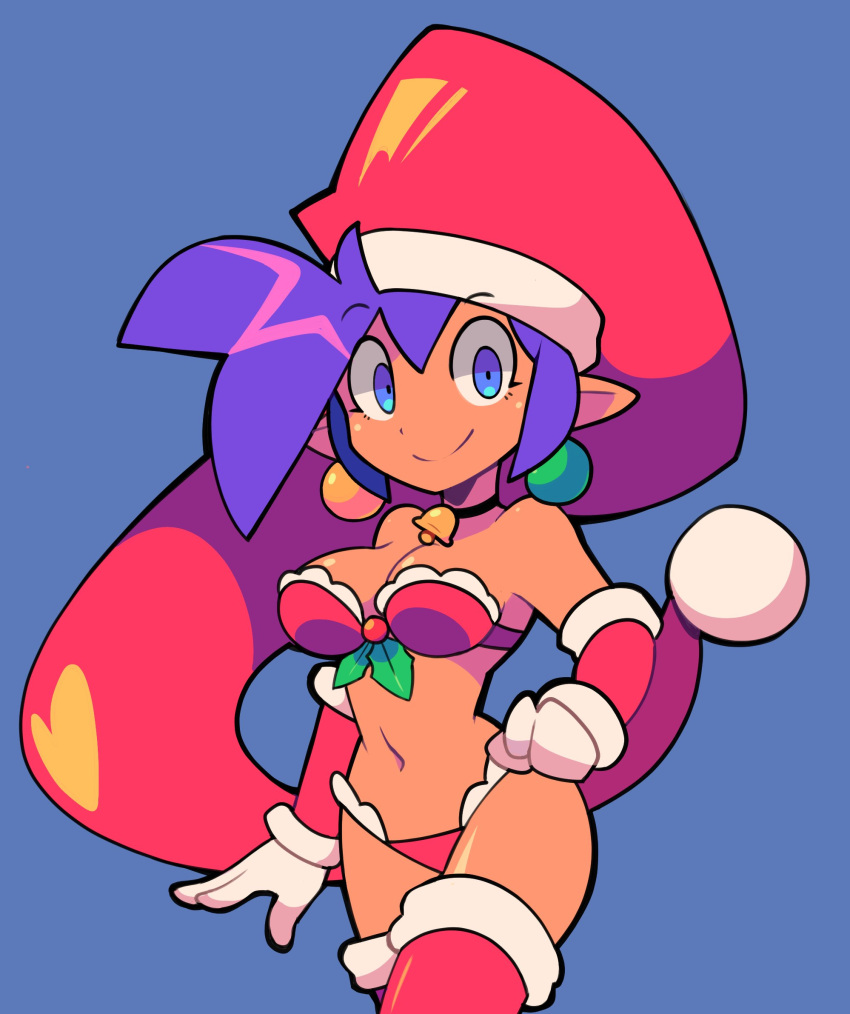 1girls bacumng bacunng breasts christmas female female_only hips looking_at_viewer mistletoe pointy_ears purple_hair santa_hat shantae shantae_(character) skimpy_clothes smooth_skin solo tagme wayforward