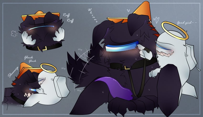 among_us among_us_black among_us_white black_(among_us) blush blushing cock collar dick dickgirl dog_ears dog_tail genderfluid nonbinary penis petplay pigeguts praise praise_kink puppy puppyboy puppygirl puppyplay vs_impostor wagging_tail white_(among_us)