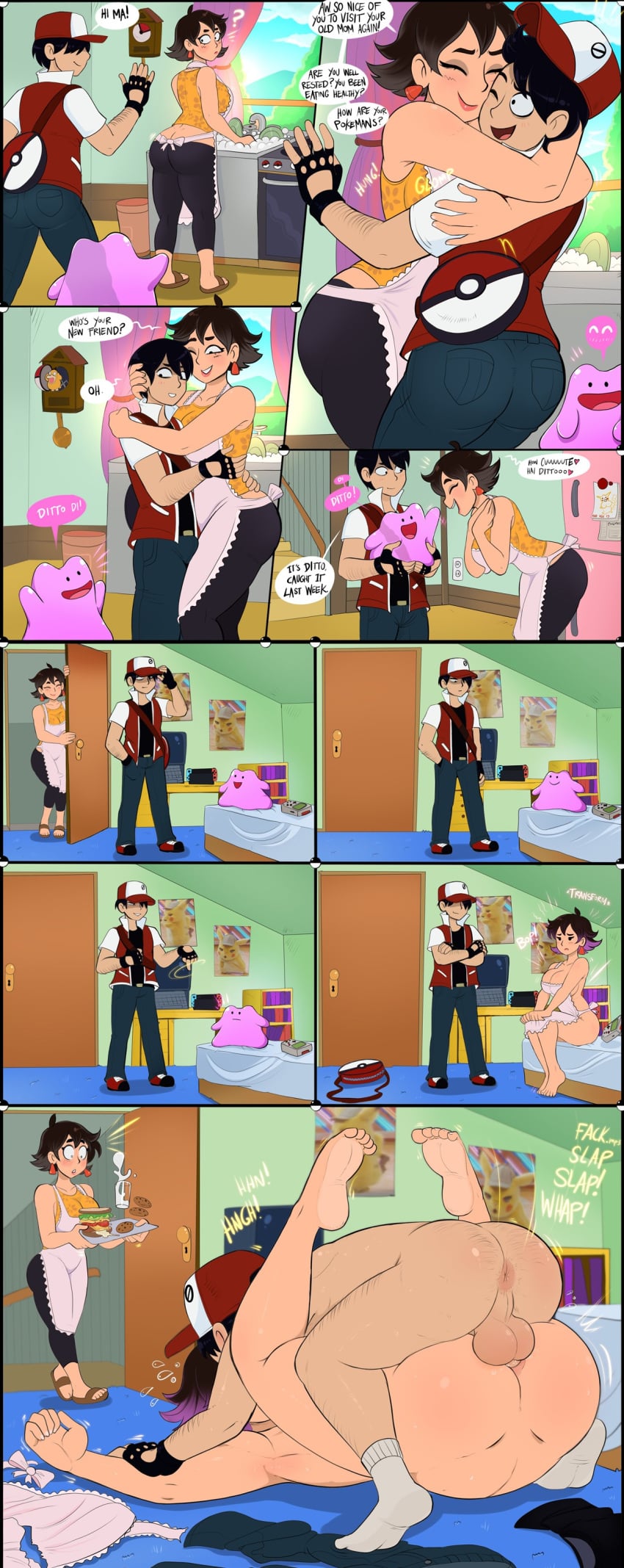 1boy1girl age_difference anal caught caught_in_the_act comic ditto ditto_(pokemon) incest mating_press milf mother_and_son older_female_and_younger_male pokemon pokephilia pseudo_incest_(lore) shadman shapeshifter shocked transformation