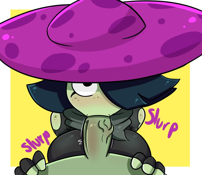 big_breasts black_hair breasts brush fellatio fungus fungy hair nightcap_(pvz:h) nipples oral plant plants plants_vs_zombies plants_vs_zombies:_heroes pvz r_bismut rbismut sucking