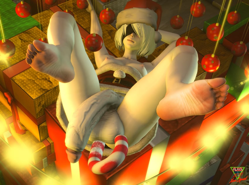 1futa 3d areolae balls barefoot big_balls big_penis blindfold breasts candy_cane candy_cane_insertion christmas club_shaped_penis feet feet_up flaccid foot_fetish futa_only futanari huge_balls huge_cock khornflakesfm light-skinned_futanari light_skin nier:_automata nipples nude nude_futanari penis presents rugged_balls rugged_penis santa_costume santa_hat soles solo solo_futa testicles toes white_hair yorha_2b