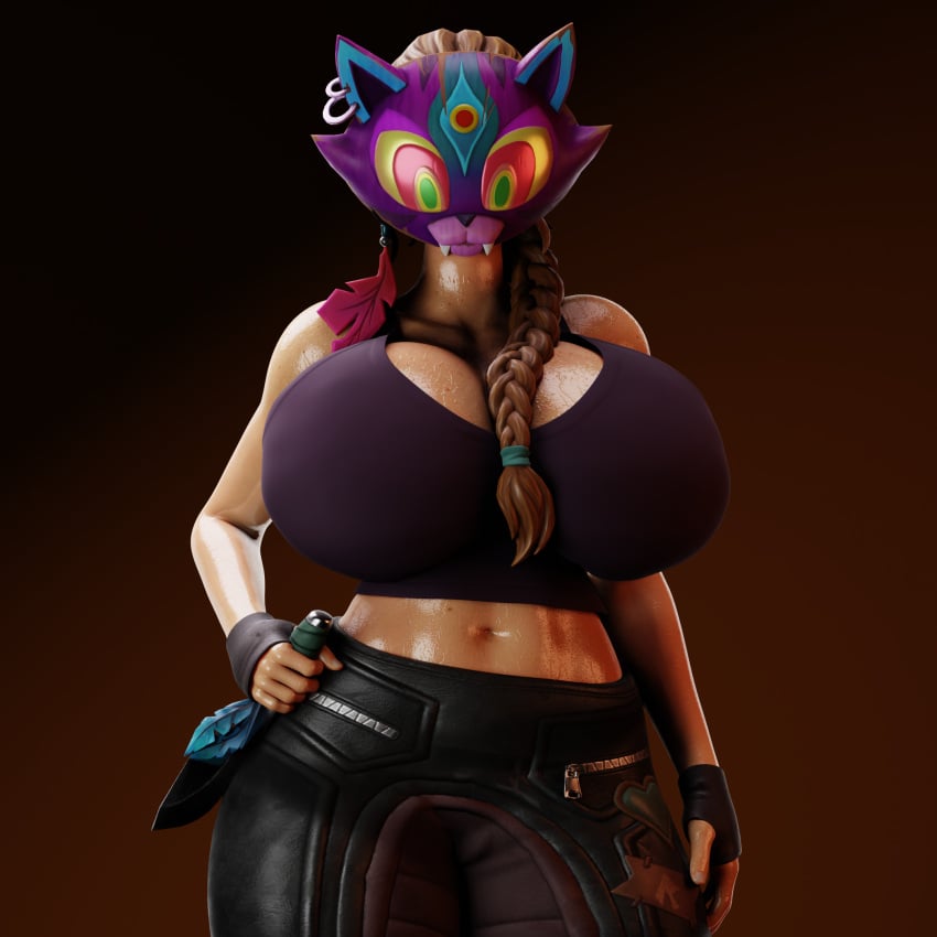 artist_request big_breasts fortnite glistening haven_(fortnite) mask sweaty thick_thighs