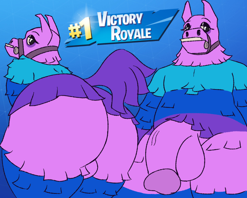 anthro ass backsack balls camelid epic_games fortnite genitals llama loot_llama loot_llama_(fortnite) male male_only mammal penis raised_tail solo spritedraws video_games