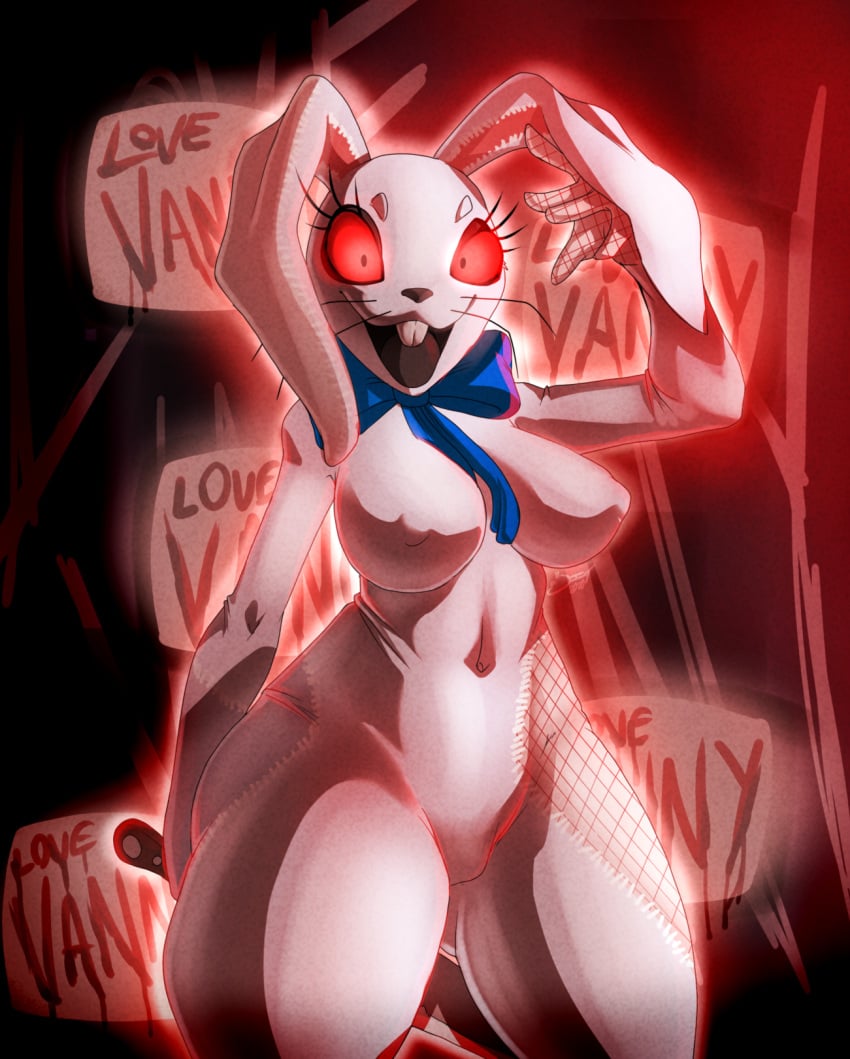 belly_button breasts bunny_ear bunnysuit five_nights_at_freddy's five_nights_at_freddy's:_security_breach fursuit jaynator1 jaynatorburudragon red_eyes vanny_(fnaf) white_body