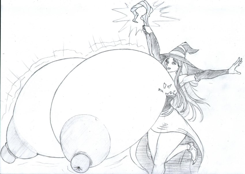 breast_expansion elbow_gloves gigantic_breasts huge_breasts huge_nipples long_hair puffy_nipples samuelsmith thick_thighs witch