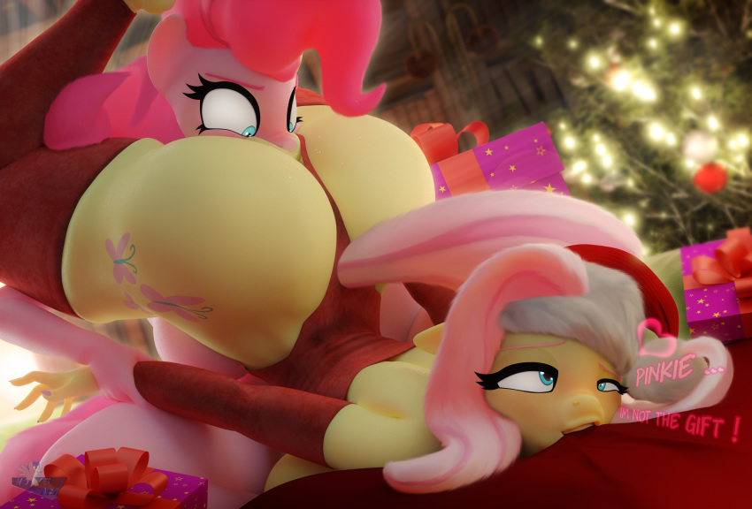 3d 3d_(artwork) anilingus anthro anthrofied armwear ass ass_up bed big_ass biting_sheets blue_eyes caked_up christmas christmas_headwear christmas_outfit clothed_sex cunnilingus cutie_mark dialogue eating_ass eating_out equine face_in_ass female female/female female_only fluttershy_(mlp) friendship_is_magic half-closed_eyes homosexual hooves-art legwear leotard my_little_pony oral oral_sex pink_body pink_fur pink_hair pinkie_pie_(mlp) pleasure_face pony ponygirl presents red_armwear red_elbow_gloves red_legwear red_leotard red_sheets red_stockings rimjob rimming santa_hat sex speech straight_hair text thick_thighs wide_hips yellow_fur yuri