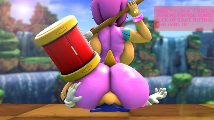 amy_rose anthro big_ass butthole face_on_ass facesitting female green_eyes hammer hedgehog huge_ass male pink_body sega sniffing sonic_(series) sonic_the_hedgehog voretube