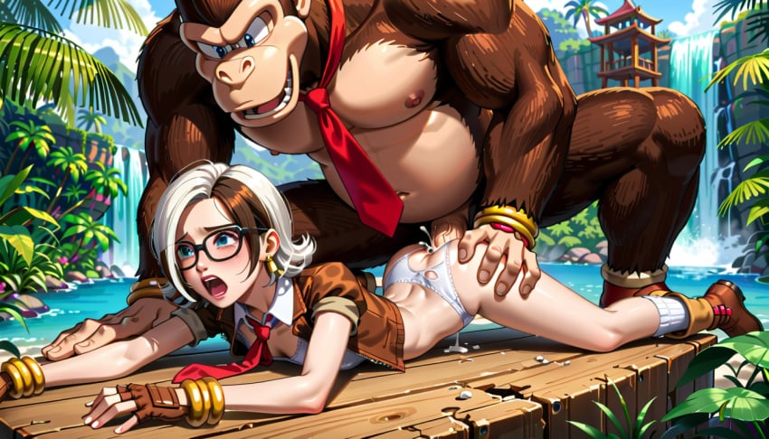 ai_generated anal anal_sex cum_inside dk_crew donkey_kong_(series) explorer_jane jungle original_character rape terror139