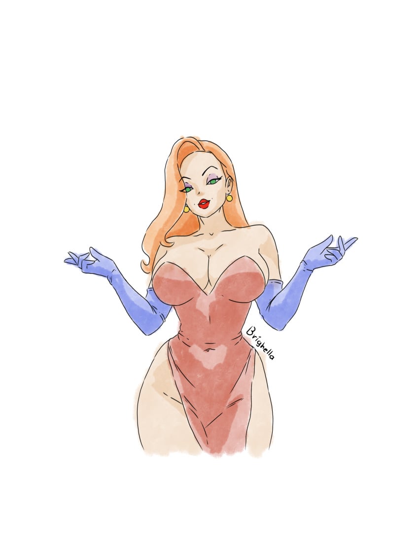 brighella_comms earrings elbow_gloves evening_gown eyeshadow female green_eyes hourglass_figure jessica_rabbit lipstick long_hair red_hair who_framed_roger_rabbit