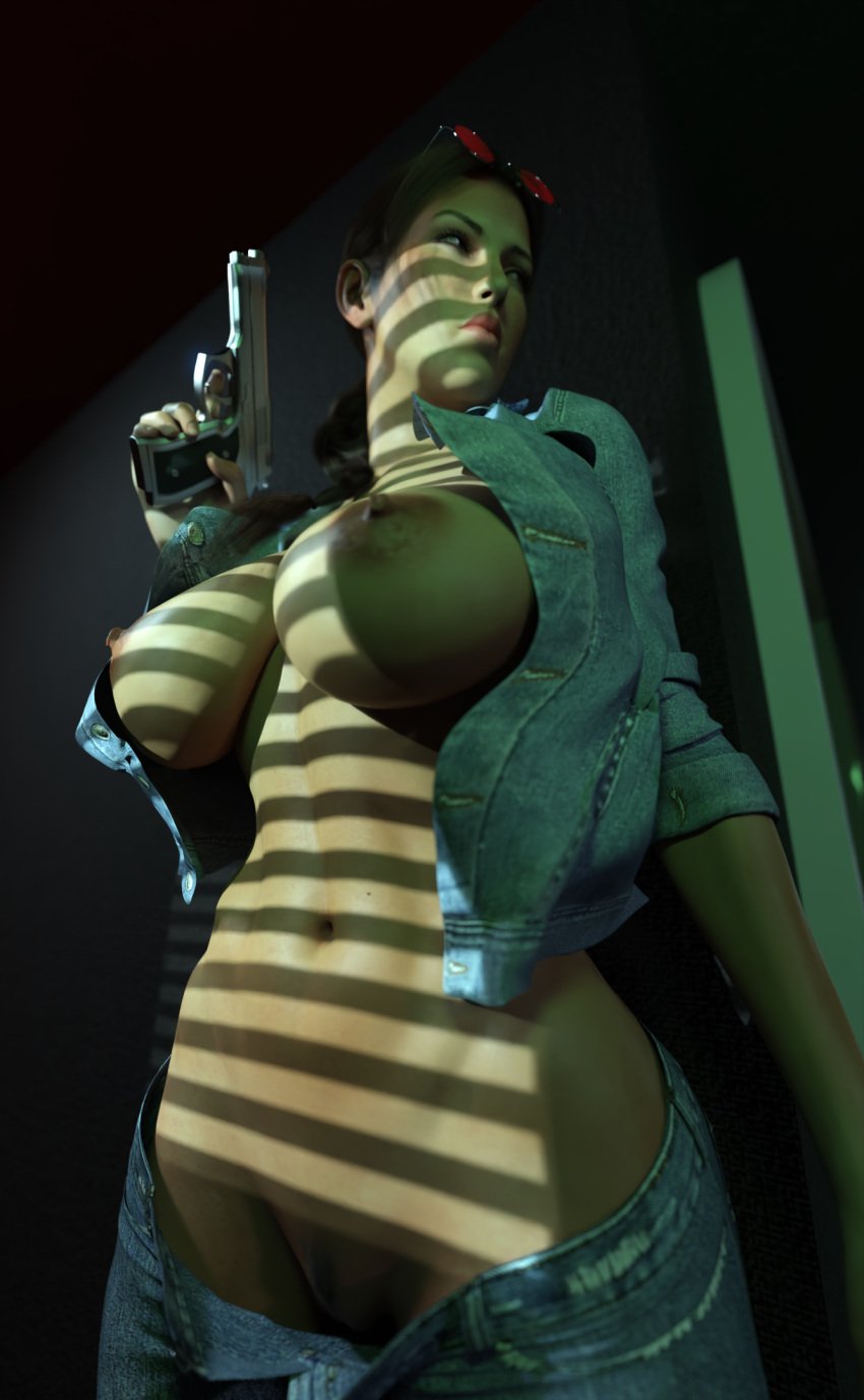 1girls 3d heartist3d lara_croft lara_croft_(classic) large_breasts nipples open_clothes solo tomb_raider tomb_raider_remastered video_games winston