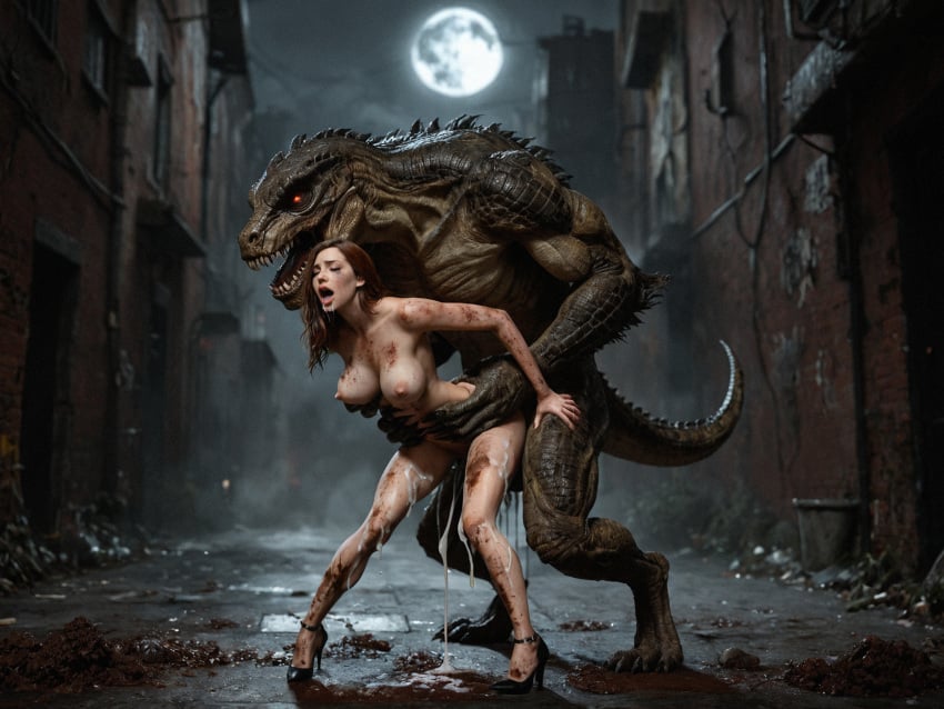 1boy 1girls ai_generated female_human female_human/male_feral female_human/male_monster feral_on_female feral_on_human full_moon interspecies interspecies_sex male_feral male_feral/female_human male_monster monster monster_on_female monster_on_human monster_penetrating noone3d petite slim slim_waist