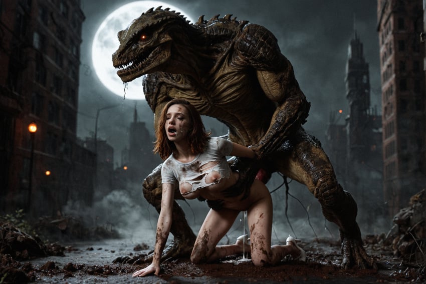 1boy 1girls ai_generated female_human female_human/male_feral female_human/male_monster feral_on_female feral_on_human full_moon interspecies interspecies_sex male_feral male_feral/female_human male_monster monster monster_on_female monster_on_human monster_penetrating noone3d petite slim slim_waist