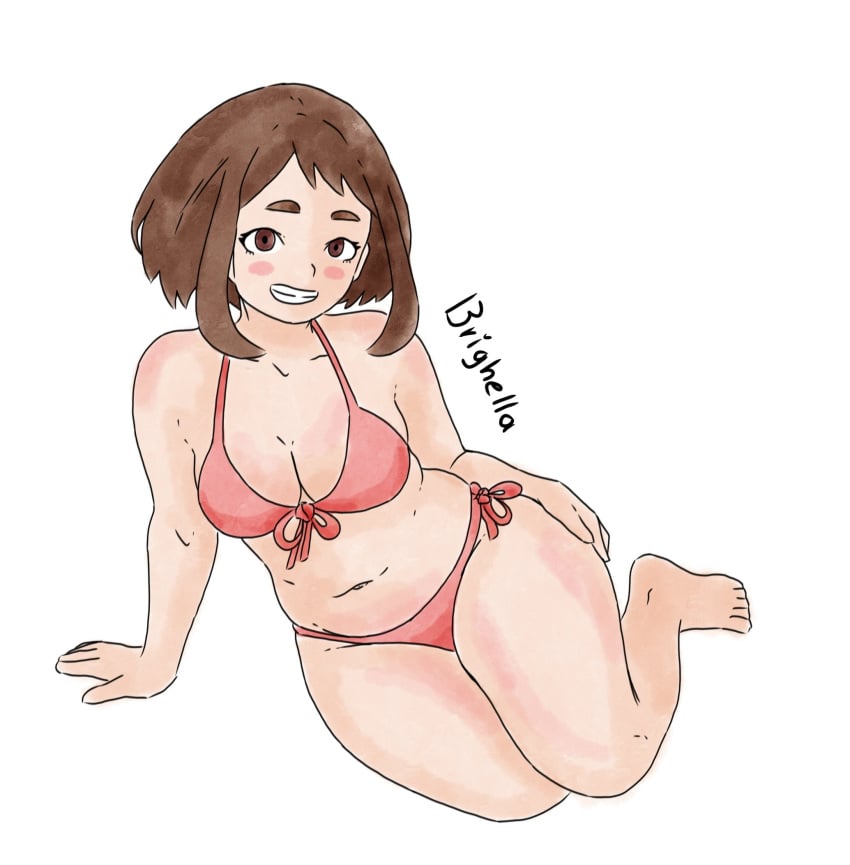 bikini brighella_comms chubby_female female my_hero_academia ochako_uraraka