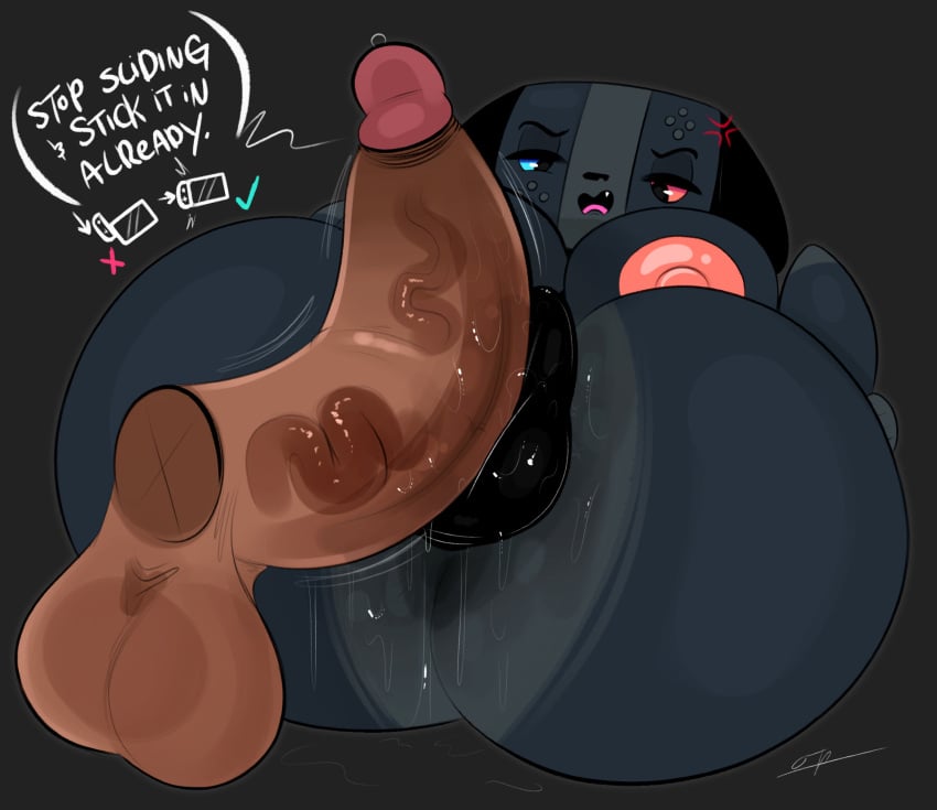 1boy 1boy1girl 1girls absurd_res annoyed annoyed_expression anthro anthro_penetrated anus areolae ass bent_over big_breasts big_penis black_body black_fur bodily_fluids breasts breasts_bigger_than_head busty canid canine curvaceous curvy curvy_figure dark-skinned_male dark_skin dialogue digital_media_(artwork) disembodied_penis duo english_text eyebrows eyelashes female female_focus fur furry hi_res hourglass_figure imminent_sex male male/female mammal motion_lines nintendo nintendo_switch_2 nipples ota_(artist) penis sweat sweatdrop sweaty switch_dog tagme text thick_thighs twosy unseen_male_face video_games voluptuous voluptuous_female wide_hips