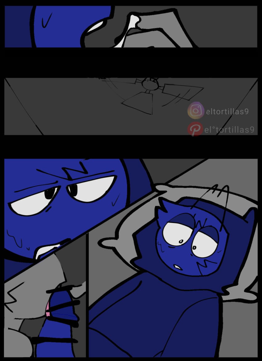 2boys blowjob comic comic_page eltortillas9 eltortillas_(artist) furry gay gray_(sprunki) incredibox_mod jevin_(sprunki) no_dialogue sprunki