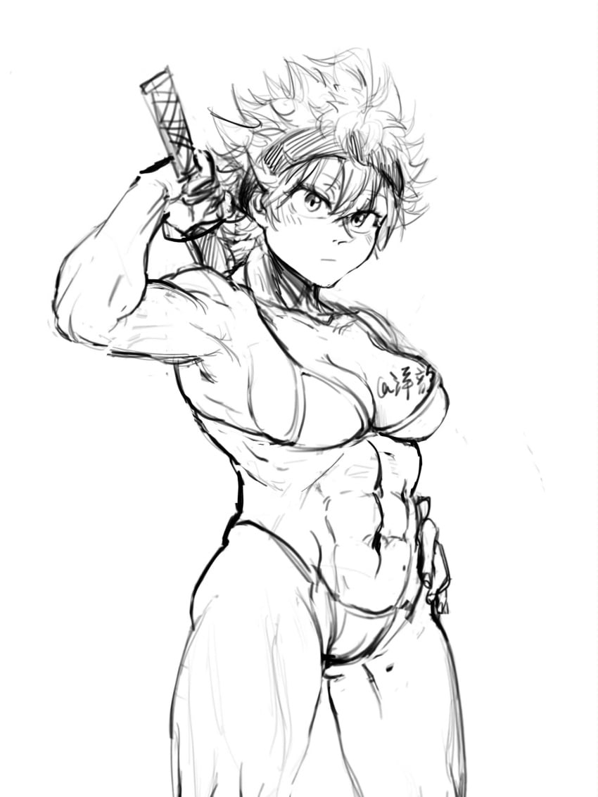 abs asta_(black_clover) bikini black_clover female genderswap_(mtf) hngch47071473 muscular muscular_female rule_63 sword tomboy