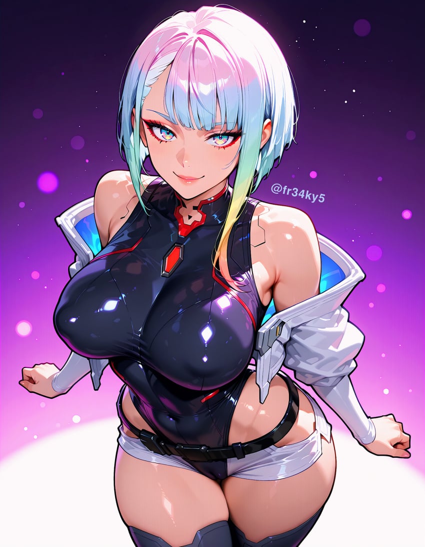 ai_generated bob_cut covered_nipples cyberpunk:_edgerunners fr34ky huge_breasts lucyna_kushinada