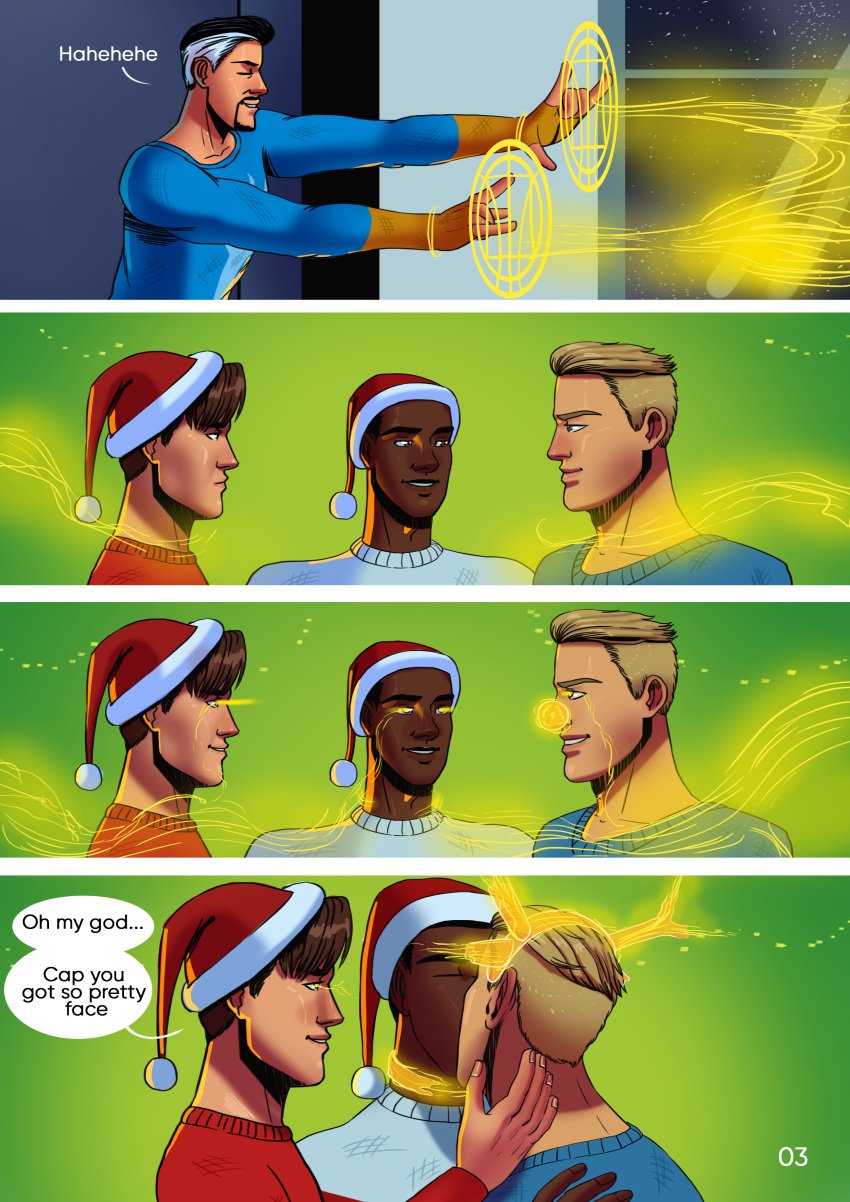 anal avengers bara captain_america captain_america_(series) comic dark-skinned_male dark_skin doctor_strange english_text foursome gay gay_interracial gay_orgy human human_only imminent_orgy imminent_sex interracial interracial_sex kissing light-skinned_male light_skin magic male male/male male_only male_rape_victim marvel mephisto mephisto(artist) mind_control page_3 peter_parker sam_wilson spider-man spider-man_(series) steve_rogers steven_strange the_falcon wet yaoi