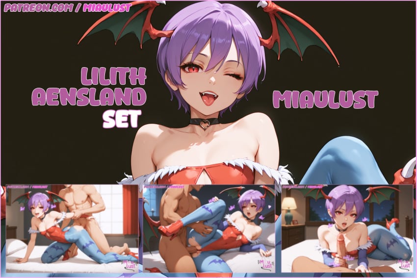 ai_assisted ai_generated darkstalkers flat_chest lilith lilith_aensland marvel_vs._capcom miaulust night purple_hair red_eyes room small_breasts succubus succubus_costume succubus_wings sucubo sucubus teen teenage_girl teenager