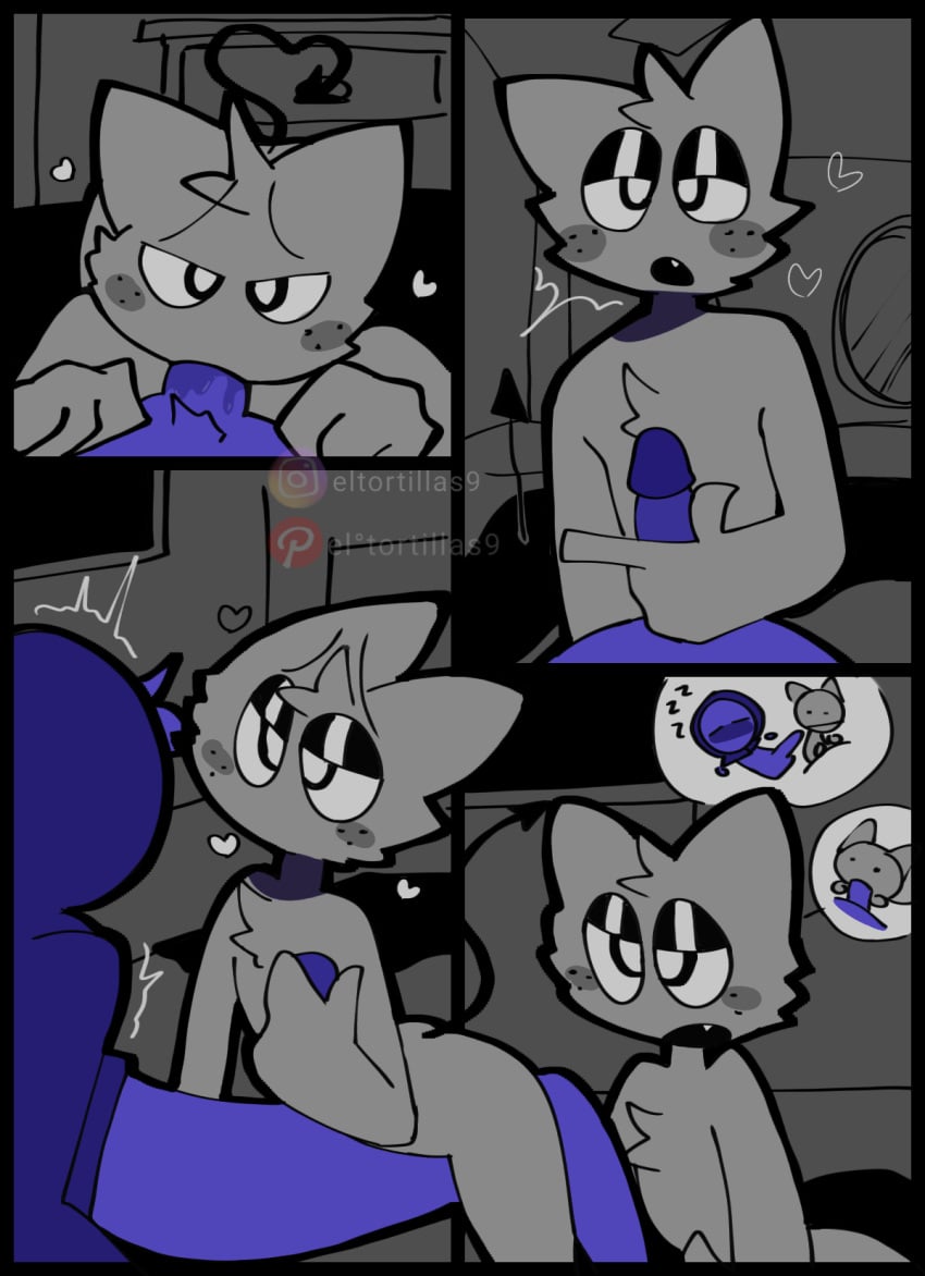 2boys blowjob comic comic_page eltortillas9 eltortillas_(artist) furry gay gray_(sprunki) incredibox_mod jevin_(sprunki) sprunki yaoi