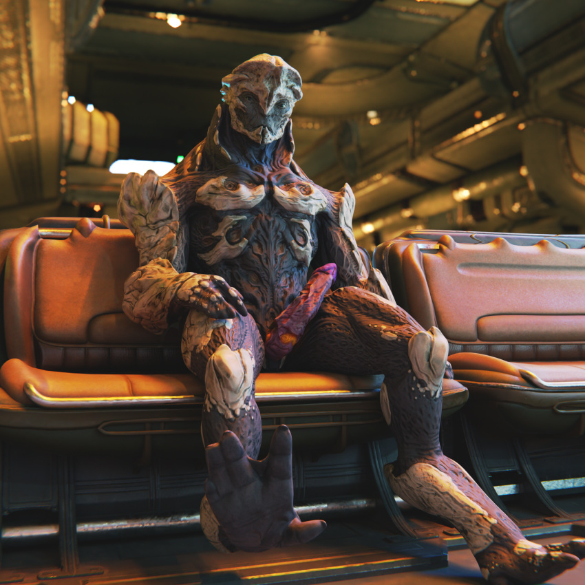 3d_(artwork) alien digital_media_(artwork) digitigrade erection feet genitals hi_res humanoid kett_(race) male male_only mass_effect mass_effect_andromeda not_furry nude penis purple_penis ralic_turman sitting solo video_games