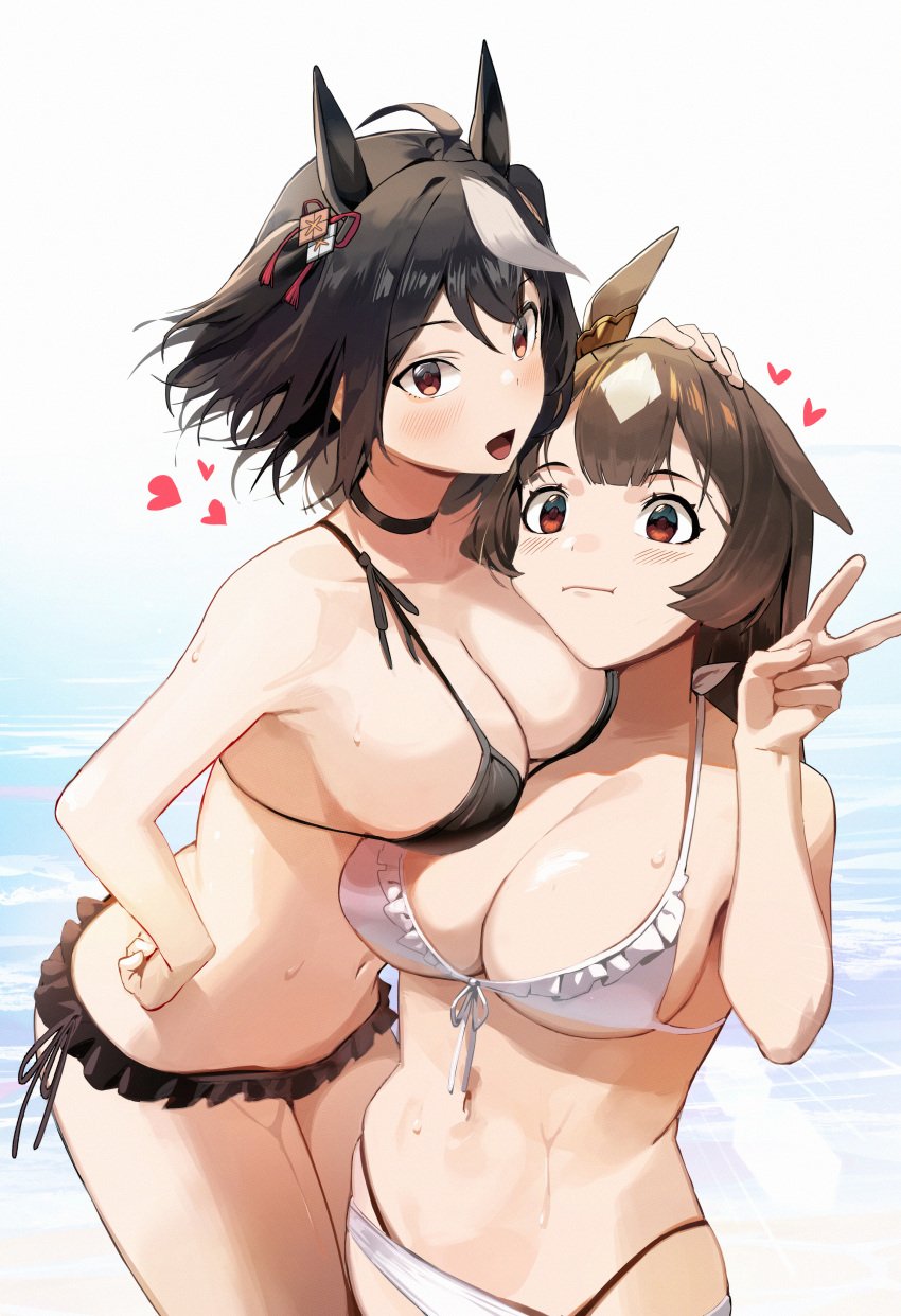 2girls absurd_res absurdres ahoge animal_ears antenna_hair armpit armpit_crease armpit_peek armpits bare_armpits bare_arms bare_belly bare_chest bare_hands bare_hips bare_legs bare_midriff bare_navel bare_shoulders bare_skin bare_thighs belly belly_button bikini bikini_bottom bikini_only bikini_top black_bikini black_bikini_bottom black_bikini_only black_bikini_top black_choker black_collar black_hair black_hair_female black_string_bikini black_swimsuit black_swimwear blush blush_face blush_lines blushed_face blushing blushing_at_viewer blushing_face blushing_female boobs_pressed breast_press breasts breasts_press breasts_pressed_against_another breasts_pressed_against_partner breasts_pressed_together brown_eyebrows brown_eyes brown_eyes_female brown_hair brown_hair_female busty busty_female busty_girl choker cleavage closed_mouth collar collarbone curvy curvy_body curvy_female curvy_figure curvy_hips curvy_thighs dot_nose dripping_wet elbows exposed exposed_armpits exposed_arms exposed_belly exposed_legs exposed_midriff exposed_shoulders exposed_thighs eyebrows_visible_through_hair fair_skin female female_focus female_naked female_only fingernails fingers frilled_bikini frilled_bikini_bottom frilled_bikini_top frilled_swimsuit frills hair_between_eyes hairless_armpits half_naked half_nude hand_on_another's_hair hand_on_another's_head hand_on_hair hand_on_head hand_on_hip hand_on_own_hip hand_on_own_waist hand_on_waist hand_sign high_resolution highres horse_ears horse_girl hourglass_figure kawa683 kitasan_black_(umamusume) large_breasts lean_body lean_figure legs legs_closed legs_together light-skined_female light-skinned light-skinned_female light_skin light_skin_female light_skinned light_skinned_female lips looking_at_viewer multicolored_hair multiple_females multiple_girls naked naked_female naked_woman narrow_waist navel nude nude_female nudity open_mouth open_mouth_smile pale pale-skinned_female pale_skin pale_skinned_female parted_lips partially_naked peace_sign pressing_breast_on_partner pressing_breasts red_eyes red_eyes_female satono_diamond_(umamusume) semi_nude sexy_armpits shaved_armpits short_hair shoulders side-tie_bikini sideboob sign simple_background slender_body slender_waist slim_girl slim_waist smooth_armpits smooth_skin soaked standing streaked_hair string_bikini swimsuit swimwear thick_thighs thighs thin_waist tongue umamusume underboob upper_body v v_sign wet wet_belly wet_bikini wet_body wet_breasts wet_face wet_hair wet_legs wet_skin wet_thighs white_background white_bikini white_bikini_bottom white_bikini_only white_bikini_top white_hair white_hair_female white_string_bikini white_swimsuit white_swimwear wide_hips