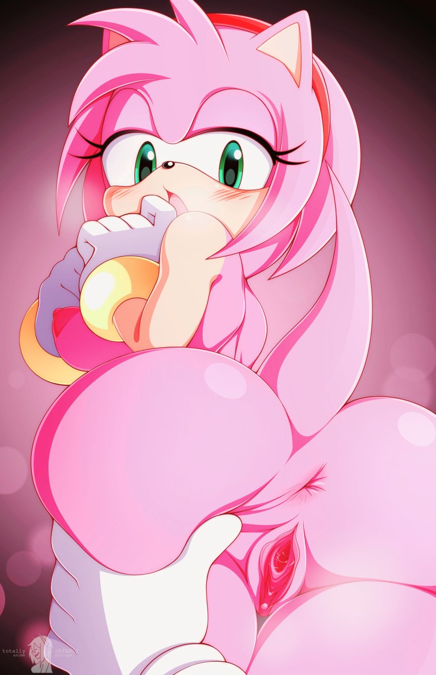 amy_rose furry grabbing_ass iryanic pink_fur pink_hair sonic_(series) spreading