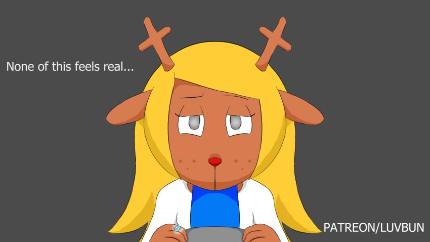 16:9 animated anthro antlers blonde_hair capreoline cervid deltarune duo fellatio female first_person_view floppy_ears freckles grey_eyes hair hi_res horn human lil'bun looking_up male male/female mammal noelle_holiday oral penile red_nose reindeer ring sex simple_background snowgrave spiked_ring submissive submissive_female text undertale_(series) video_games