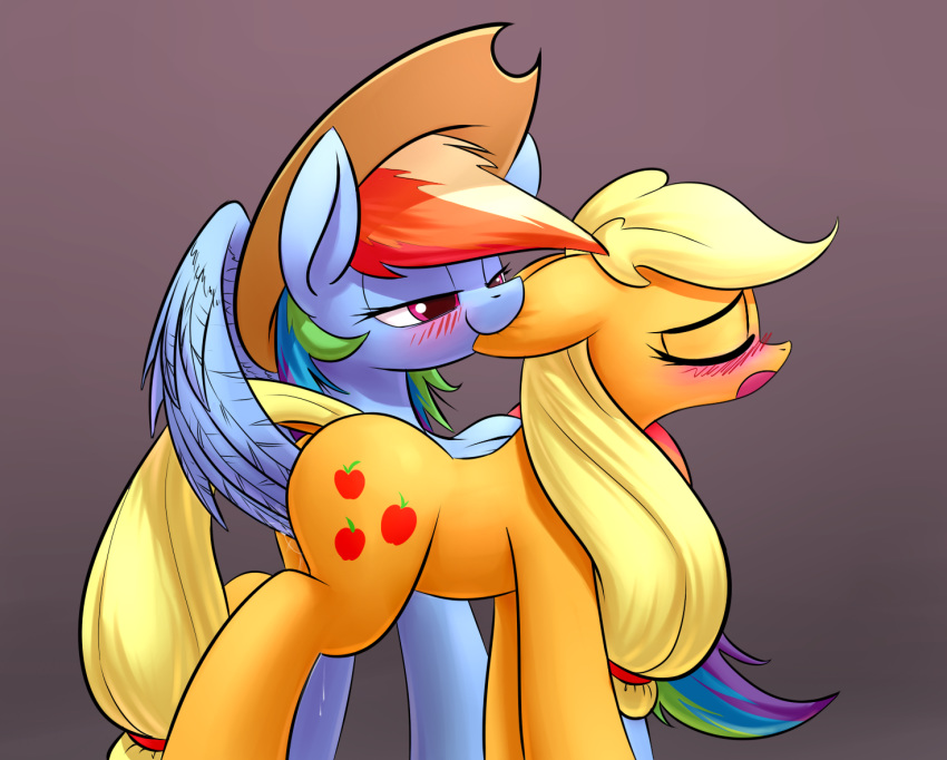 2015 2girls applejack_(mlp) blonde_hair blush closed_eyes cowboy_hat cutie_mark dripping duo ear_nibble earth_pony equine female feral friendship_is_magic hair hat horse mammal multicolored_hair my_little_pony nibble pegasus pony purple_eyes pussy_juice rainbow_dash_(mlp) rainbow_hair underpable wings yuri