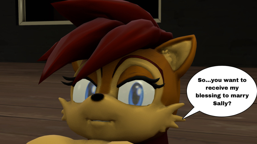 3d alicia_acorn chipmunk chipmunk_humanoid dialogue furry furry_intersex futanari hair intersex intersex_only looking_at_viewer mammal mammal_humanoid red_hair rodent rodent_humanoid sonic_(series) source_filmmaker