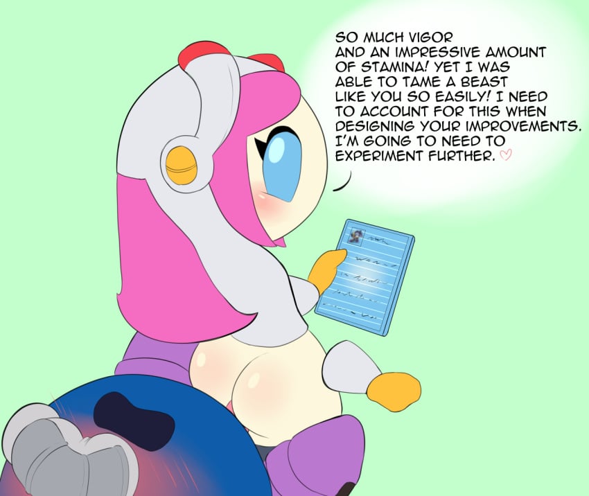 alien alien_girl ass big_ass blush bottomless_female dizzytizzy female_penetrated femdom hand_on_face kirby_(series) kirby_planet_robobot meta_knight mouthless mouthless_female reverse_cowgirl_position sentones sex susanna_patrya_haltmann susie_(kirby) text