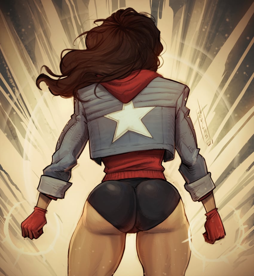 1girls america_chavez ass big_ass dark-skinned_female dark_skin dat_ass devil_hs female female_only latina marvel marvel_comics solo thick_thighs wide_hips