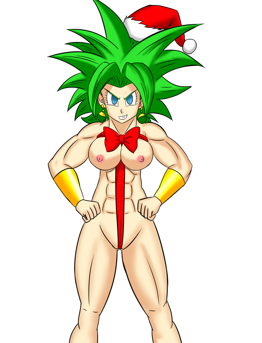 abs breasts green_hair kefla muscular_female sodaska super_saiyan