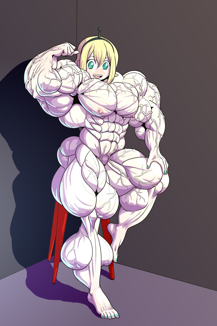 amano_pikamee barefoot flexing huge_muscles hyper_muscles k3m35 muscular_female nude pecs sitting veins veiny_muscles virtual_youtuber voms_project