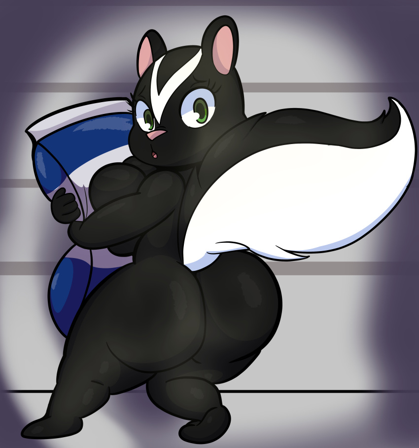 2021 absurd_res anthro ass big_ass big_ass_(female) big_booty big_breasts big_butt big_butt_(female) big_tail black_body black_fur breast_squish breasts butt caught curvy_figure detailed_background digital_media_(artwork) dreamworks eyelashes fat_ass fat_butt feet female fur green_eyes hi_res huge_breasts huge_butt large_ass looking_at_viewer looking_back mammal mephitid multicolored_body multicolored_fur nude over_the_hedge paramount_pictures skunk skunk_girl solo someth1ngoranother squish standing stella_(over_the_hedge) thick_thighs tongue two_tone_body two_tone_fur voluptuous white_body white_fur wide_hips