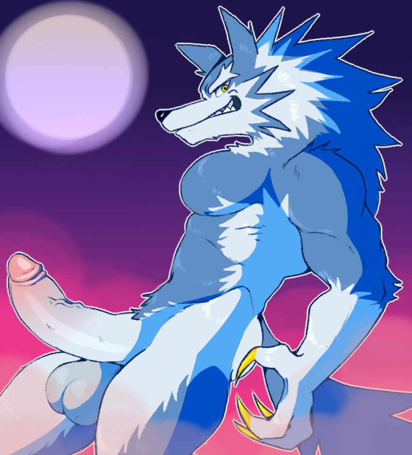 1boy anthro balls biceps big_penis blue_body blue_fur boner canid canine canis capcom claws darkstalkers digital_media_(artwork) erection fleshformomo full_moon fur gallon genitals hi_res humanoid_genitalia humanoid_penis jon_talbain looking_at_viewer male male_only mammal moon multicolored_body multicolored_fur muscular muscular_anthro muscular_male nude pecs penis portrait simple_background smile solo teeth three-quarter_portrait two_tone_body two_tone_fur vampire_savior vein video_games were werecanid werecanine werewolf white_body white_fur wolf yellow_claws yellow_eyes