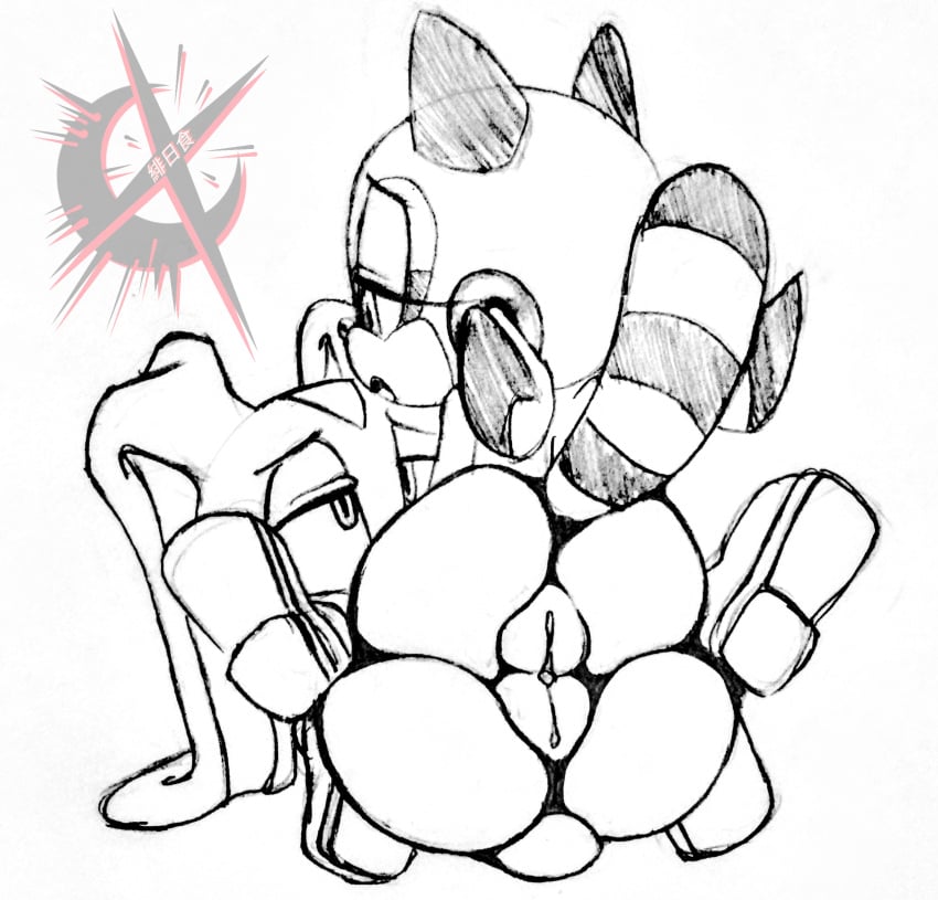 2021 2girls anthro anthro_only black_and_white bunny cream_the_rabbit cub eclipseproject etherealhatred female female/female female_cub female_on_bottom female_on_female female_on_top female_only furry furry_female furry_only logo marine_the_raccoon mobian_(species) monochrome multiple_girls pussy rabbit rabbit_girl raccoon raccoon_girl sega sex sketch sonic_(series) sonic_the_hedgehog_(series) vagina watermark