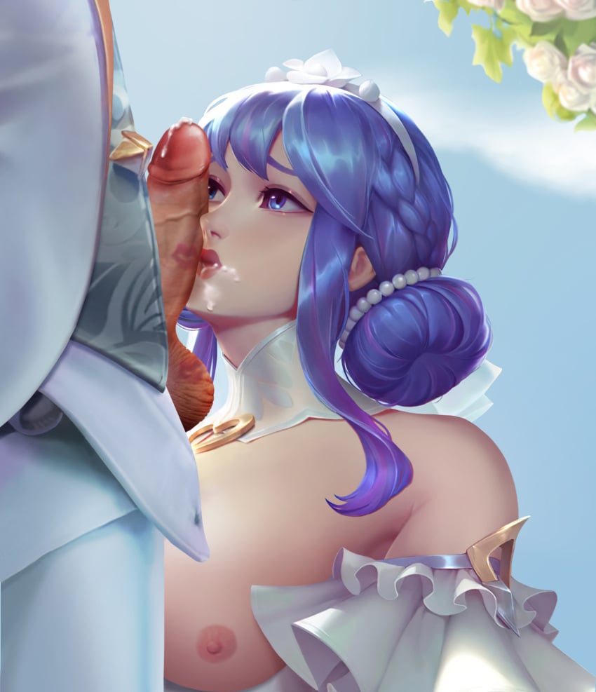 crystal_rose_jarvan_iv crystal_rose_series crystal_rose_sona cum cum_in_mouth cum_on_face female jarvan_lightshield_iv kissing kissing_penis league_of_legends league_of_legends:_wild_rift sona_buvelle yellow_!_cat