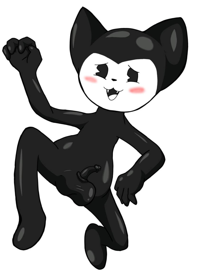 1boy anthro bendy bendy_and_the_ink_machine black_fur blush cute_fangs dreamworks feline felix_the_cat felix_the_cat_(series) furry joey_drew_studios male miawmiaw72 micropenis open_mouth small_penis solo