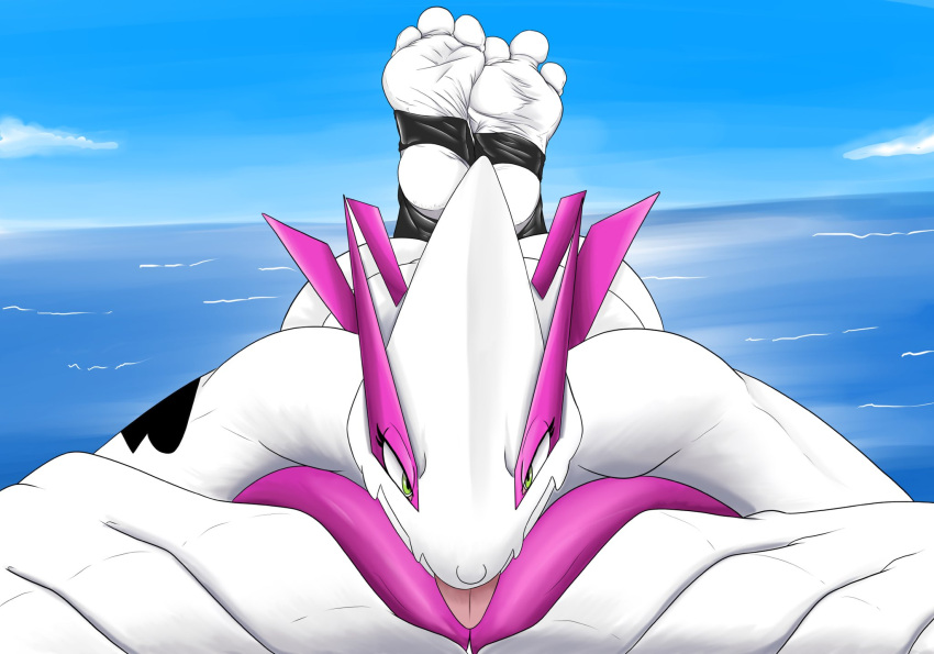 3_toes 44vex anthro breasts feet female foot_fetish foot_focus hi_res legendary_pokémon lugia nintendo pokemon pokemon_(species) soles solo toes vex_(44vex) video_games wrinkled_feet