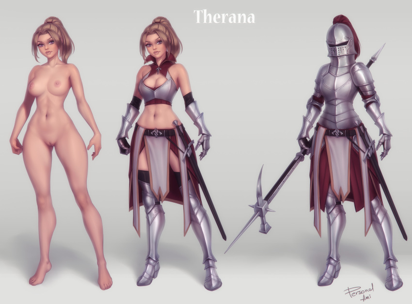 armor big_breasts blizzard_entertainment blonde_hair breasts character_sheet female human human_(world_of_warcraft) light-skinned_female light_skin nude original_character personalami pussy therana uncensored warcraft white_skin world_of_warcraft