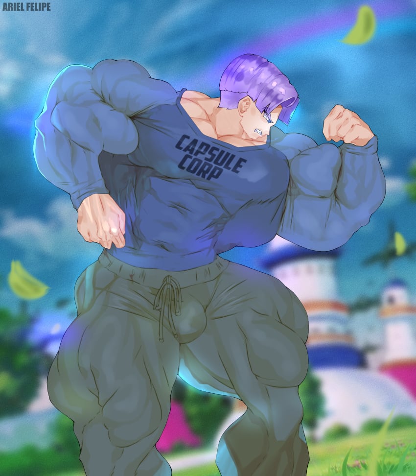 abs absurd_res alternate_version_available ariel_felipe big_muscles big_pecs big_thighs blue_hair bodybuilder bulge bulge_through_clothing clothed dragon_ball dragon_ball_super dragon_ball_z flexing flexing_bicep fully_clothed hyper hyper_muscles hyper_penis male_only muscle muscles muscular muscular_arms muscular_legs muscular_male muscular_thighs pecs penis_bulge penis_under_clothes posing posing_for_the_viewer solo solo_focus solo_male tagme thick_thighs trunks_(dragon_ball) trunks_briefs