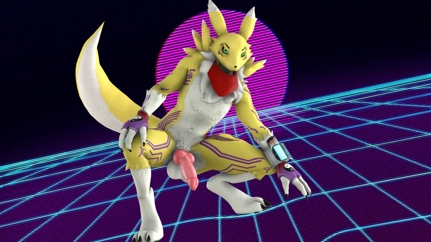 1boy 3d anthro crescentpapermoon digimon furry male male_anthro male_only male_renamon penis renamon solo